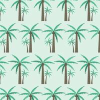 Seamless pattern with palm trees and coconuts on a green background. Tropical trees. vector