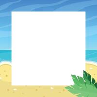 Frame with beach, ocean and sky with white background for text. Summer. Vacation, holidays. vector