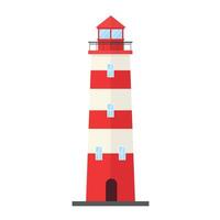 Coastal lighthouse icon on white background. Guiding lighthouse. Architecture. Lighthouse tower. vector