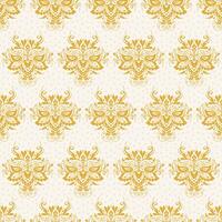 Seamless Damask Pattern Design with Dots and Golden Yellow Elements vector