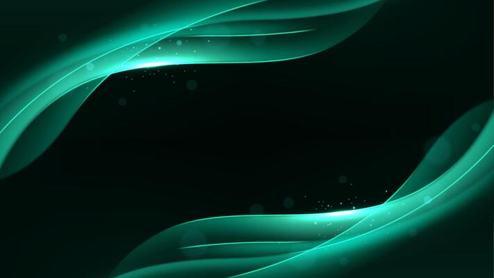Abstract Elegant Blue Green Wave on Dark Background with Lighting Effect and Sparkle, Illustration