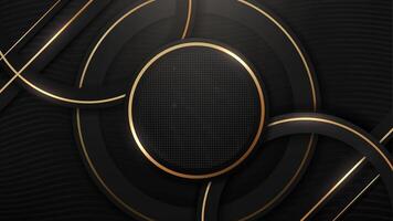 Modern Graphic Element with Rounded Geometric Shapes. Gold and Black Luxury Background, Illustration vector