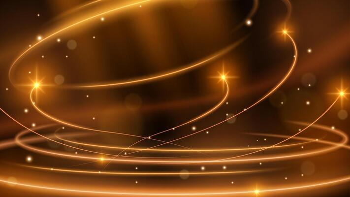 Amazing Gold Light Motion Lines on Dark Background, Illustration