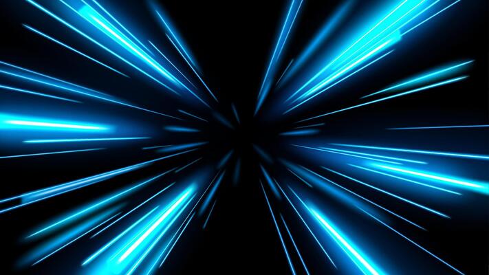 Energetic Light Trails, Zooming Blue Rays in Motion