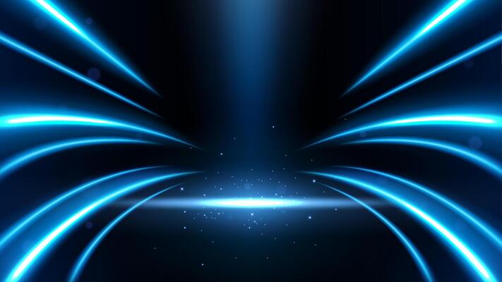 Amazing Elegant Blue Glowing Line with Lighting Effect Sparks on Black Background, Illustration