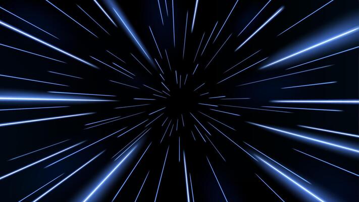 Energetic Light Trails, Zooming Blue Rays in Motion Illustration