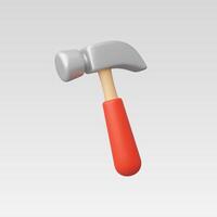 3D render of a claw hammer with a red handle against a white background vector