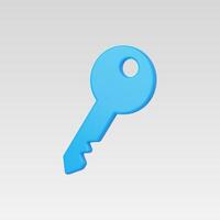 3D render of a light blue key on white background vector