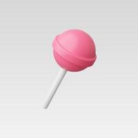 Pink lollipop on white background, 3D rendering vector