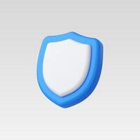 3D render of a blue and white shield icon, symbolizing security and protection. vector