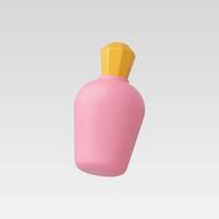 Pink perfume bottle with gold cap, 3D render vector