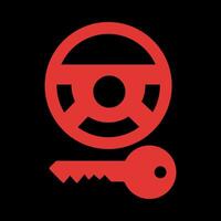 Steering Lock simple sign of car dashboard engine light sign alert vector