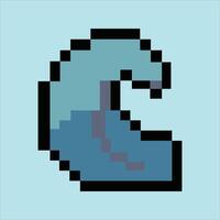 Retro 8-bit wave icon on soft sky blue pixel background vector