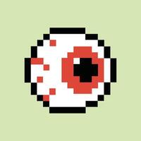 Retro 8-bit eyeball icon on pastel lime pixel background vector