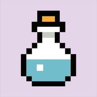 Retro 8-bit potion icon on creamy lilac pixel background vector