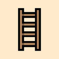 Retro 8-bit ladder icon on creamy peach pixel background vector
