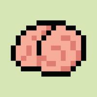 Retro 8-bit brain icon on pastel lime pixel background vector