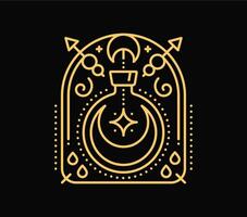 Celestial esoteric magic potion flask symbol vector