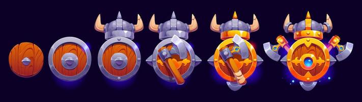 Viking game rank badge, rating level progression vector