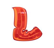 Fast food bacon stripe ABC font typeset letter L vector