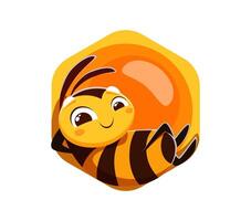 Honey bee character relaxing on honey drop vector