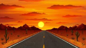 8 bit pixel art desert road game background. vector