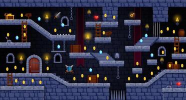 2d arcade game castle level map interface vector