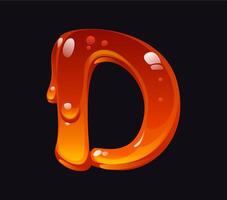 Flowing honey cartoon font typeset letter D vector