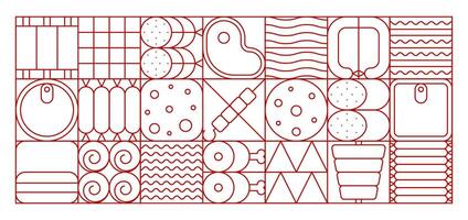 Meat and sausage modern geometric tile pattern. vector