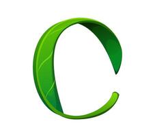 Tree green leaf font, ecology typeset letter C vector
