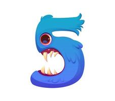 Strange monster character font digit 5 five vector