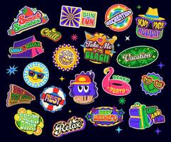 Travel and journey y2k groovy patch stickers vector