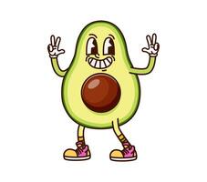 Avocado fruit half groovy funny character vector