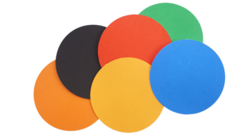 Blank colorful paper stickers mock up in round shape isolated on transparent background png