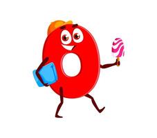 Cartoon zero math number and digit character vector