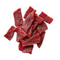 Dark Smoked Beef Jerky Slices on Isolated Background png
