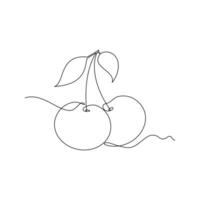 one line art Cherry illustration. line art, one continuous line, simple, hand drawn and sketch style. for icons, symbols, signs or logos vector