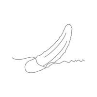 one line art Cucumber illustration. line art, one continuous line, simple, hand drawn and sketch style. for icons, symbols, signs or logos vector