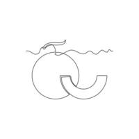 one line art Melon illustration. line art, one continuous line, simple, hand drawn and sketch style. for icons, symbols, signs or logos vector