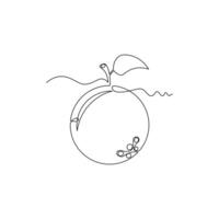 one line art Orange illustration. line art, one continuous line, simple, hand drawn and sketch style. for icons, symbols, signs or logos vector