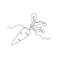 one line art Carrot illustration. line art, one continuous line, simple, hand drawn and sketch style. for icons, symbols, signs or logos vector