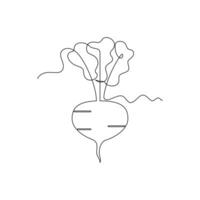 one line art Turnip illustration. line art, one continuous line, simple, hand drawn and sketch style. for icons, symbols, signs or logos vector