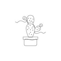 one line art Cactus illustration. line art, one continuous line, simple, hand drawn and sketch style. for icons, symbols, signs or logos vector