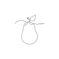 one line art Pear illustration. line art, one continuous line, simple, hand drawn and sketch style. for icons, symbols, signs or logos vector