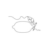 one line art Lemon illustration. line art, one continuous line, simple, hand drawn and sketch style. for icons, symbols, signs or logos vector