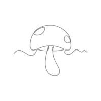 one line art Mushroom illustration. line art, one continuous line, simple, hand drawn and sketch style. for icons, symbols, signs or logos vector