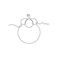 one line art Mangosten illustration. line art, one continuous line, simple, hand drawn and sketch style. for icons, symbols, signs or logos vector