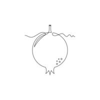 one line art Pomegranate illustration. line art, one continuous line, simple, hand drawn and sketch style. for icons, symbols, signs or logos vector