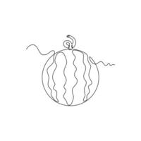 one line art Watermelon illustration. line art, one continuous line, simple, hand drawn and sketch style. for icons, symbols, signs or logos vector