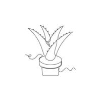 one line art Aloe Vera illustration. line art, one continuous line, simple, hand drawn and sketch style. for icons, symbols, signs or logos vector